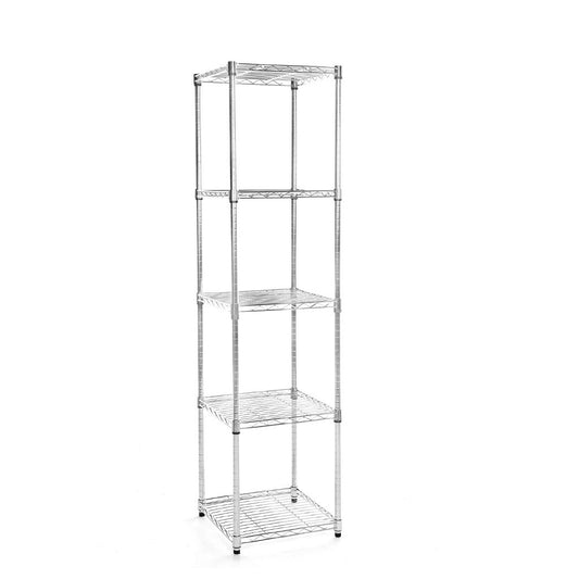 5 Tier Square Chrome Wire Shelving Unit - W450 x D450mm
