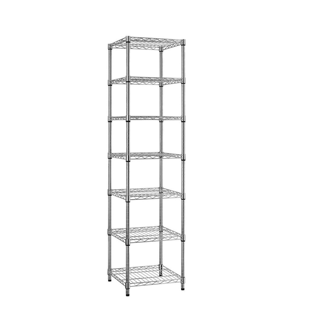 7 Tier Square Chrome Wire Shelving Unit - H1800 x W450 x D450mm