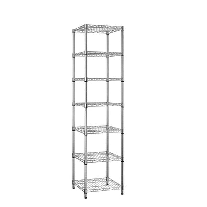 7 Tier Square Chrome Wire Shelving Unit - H1800 x W450 x D450mm