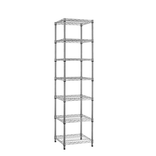 7 Tier Square Chrome Wire Shelving Unit - H1800 x W450 x D450mm