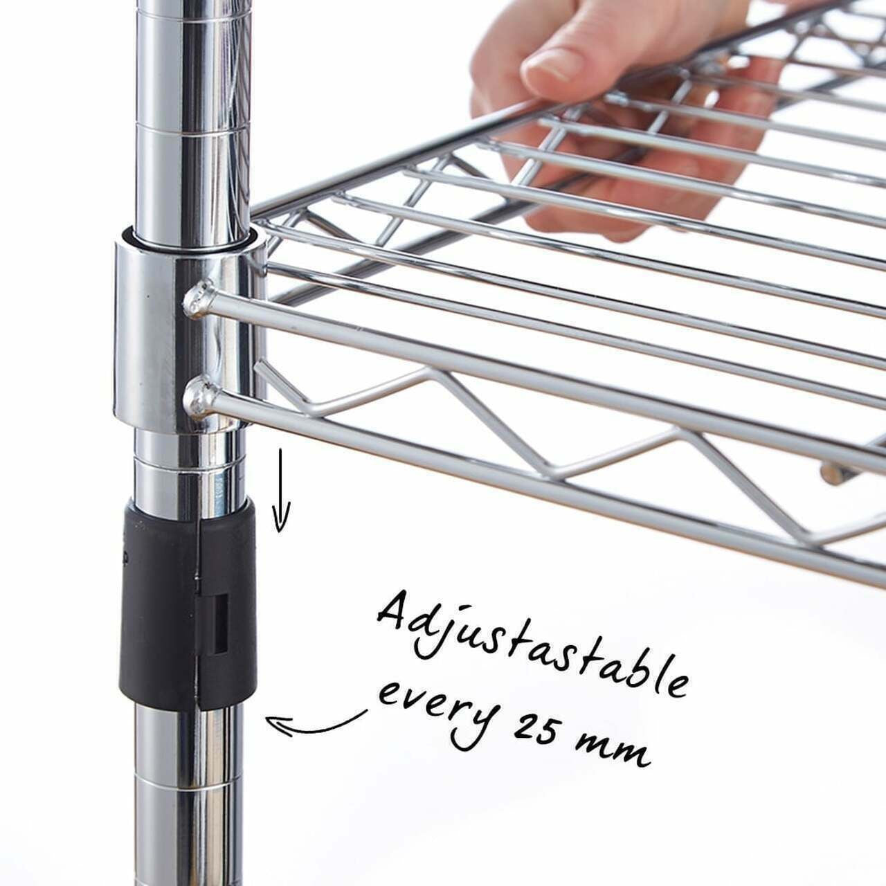 8 Tier Square Chrome Wire Shelving Unit - H1800 x W450 x D450mm