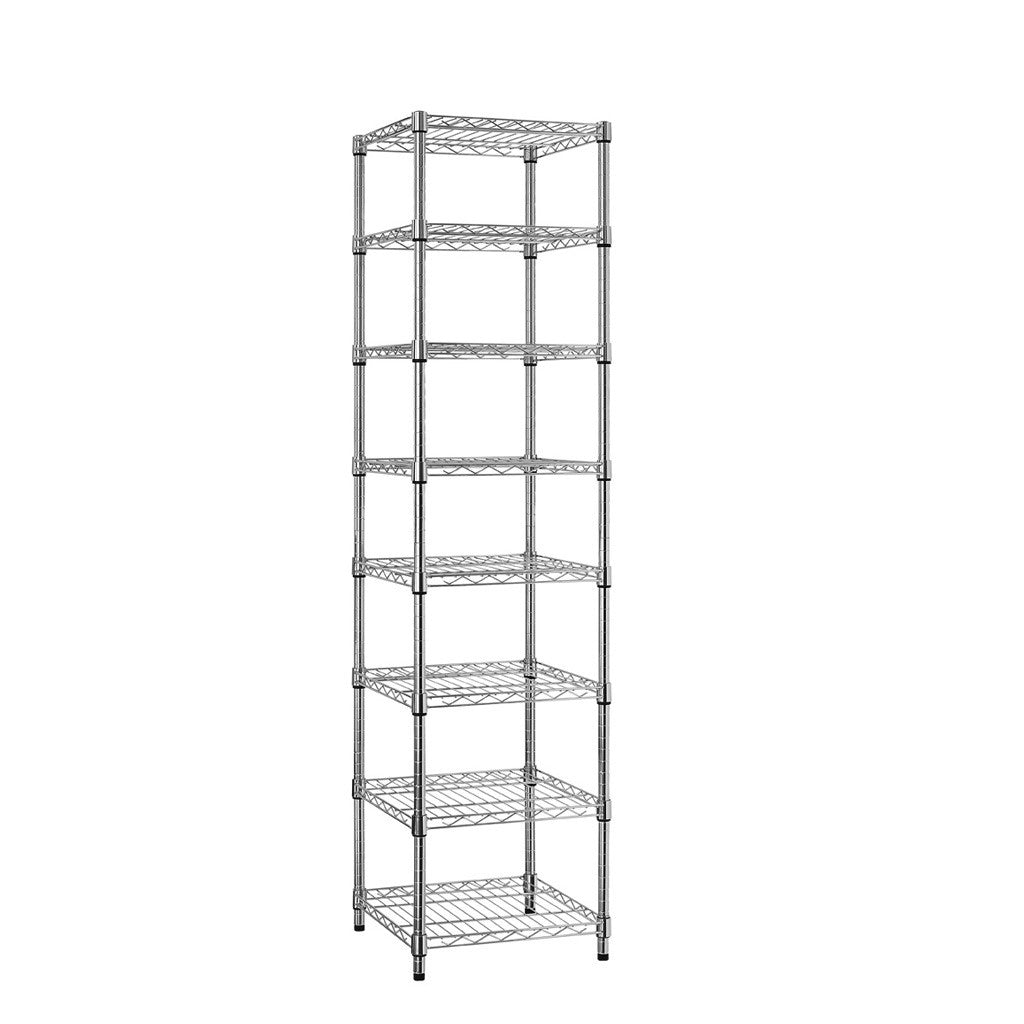 8 Tier Square Chrome Wire Shelving Unit - H1800 x W450 x D450mm