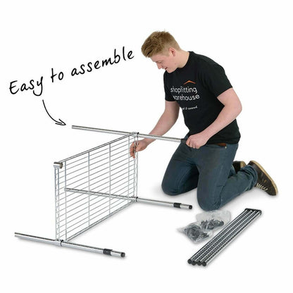 4 Tier Chrome Wire Shelving Unit with Wheels - H1875 x W450 x D450mm