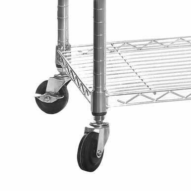 4 Tier Chrome Wire Shelving Unit with Wheels - H1875 x W450 x D450mm