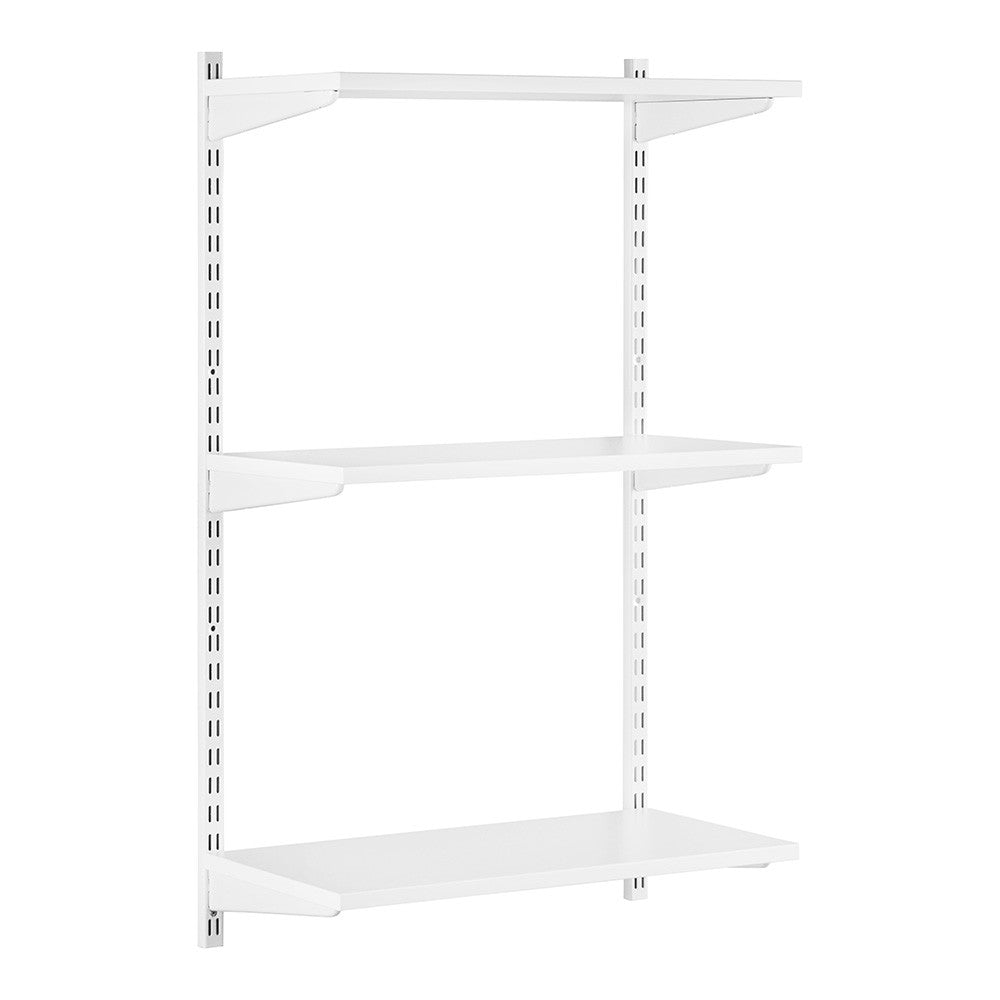 White Twin Slot Shelving Kit - H1000 x D300mm - 3 Shelves