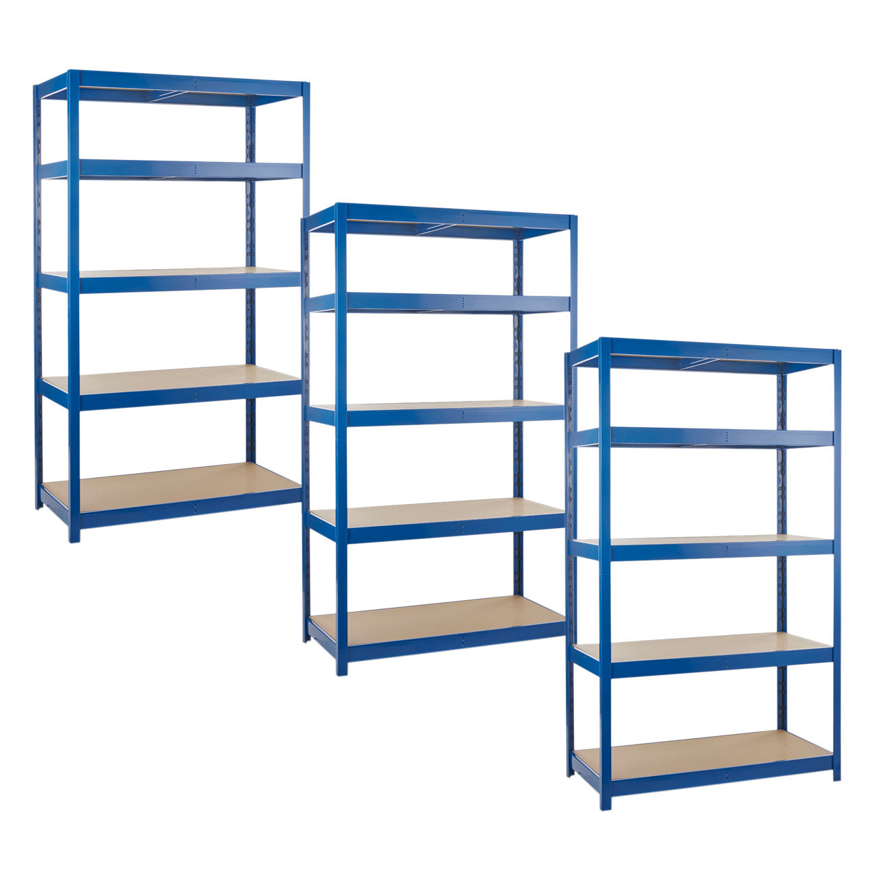 3 x Multipurpose Freestanding Shelving Units - Blue - Up to 250Kg UDL Per Shelf - H1800 x W900 x D400 mm