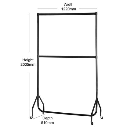 2-Tier Black Heavy-Duty Clothes Rail