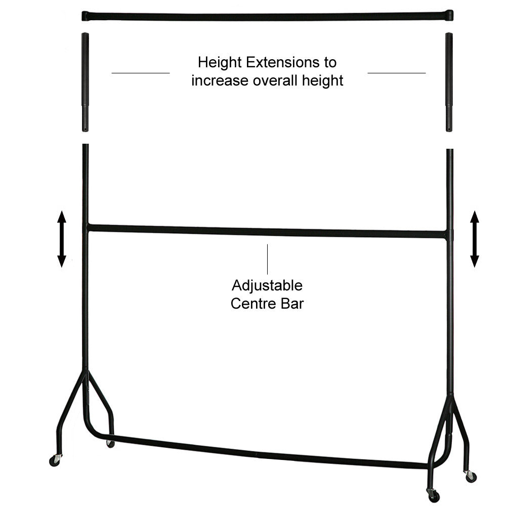 2-Tier Black Heavy-Duty Clothes Rail