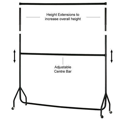 2-Tier Black Heavy-Duty Clothes Rail