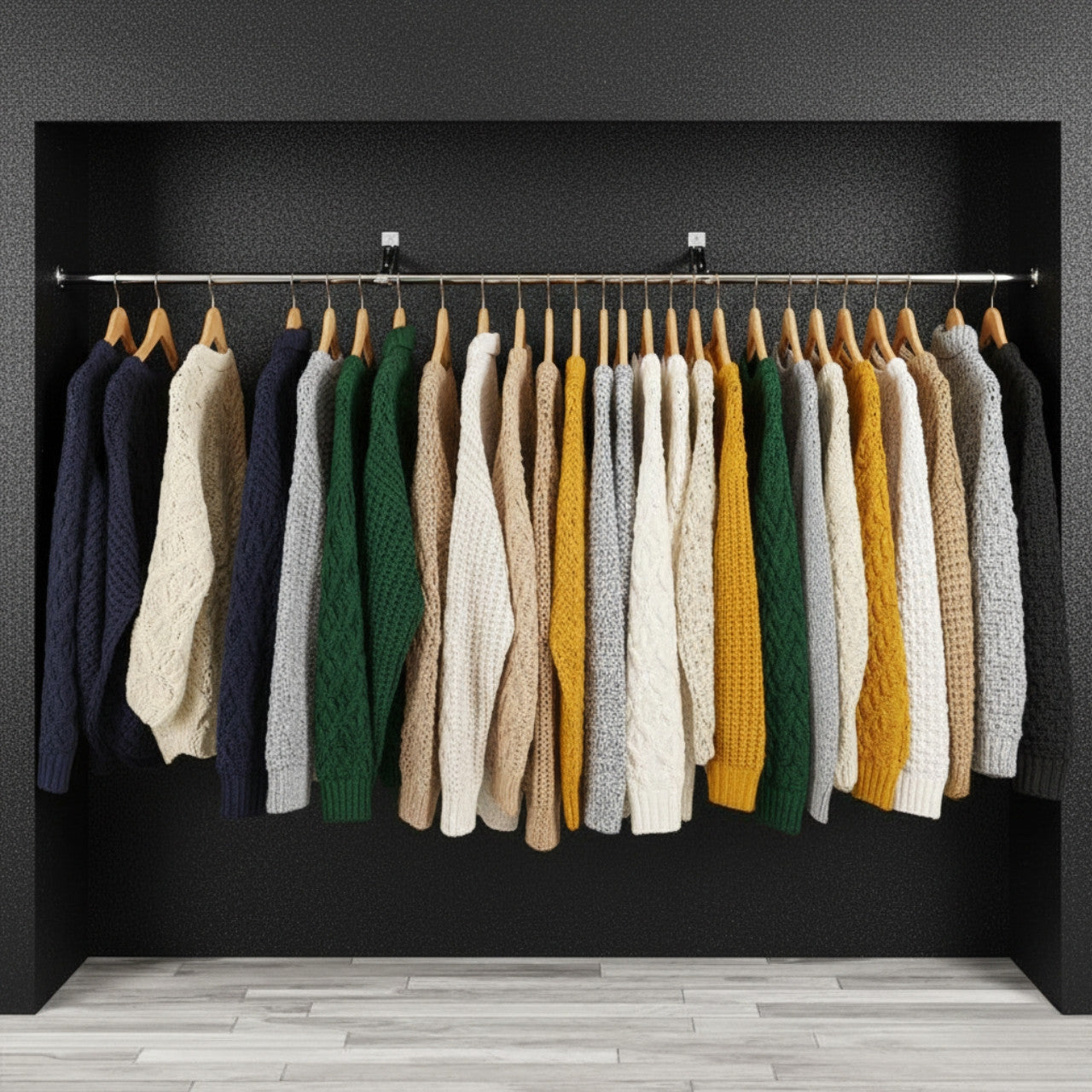 1.8m Alcove Hanging Clothes Rail with 2 Support Arms