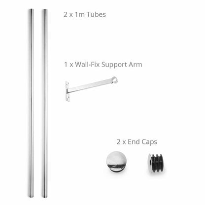 2m Alcove Hanging Clothes Rail with 1 Support Arm