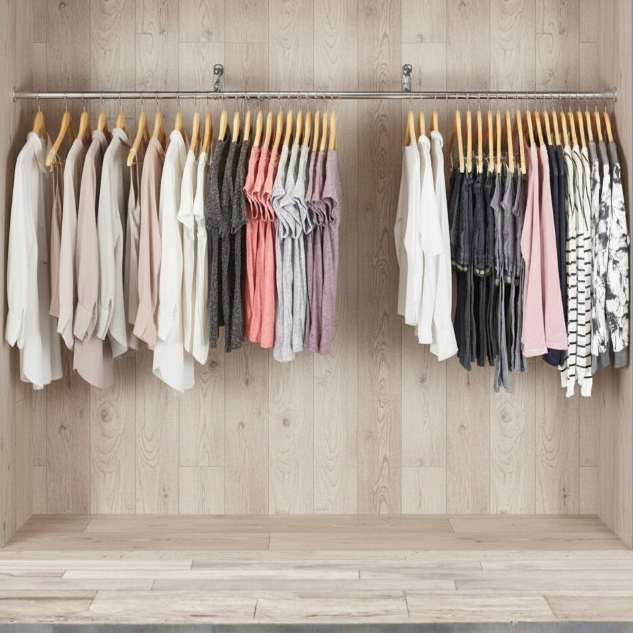3m Alcove Hanging Clothes Rail with 2 Wall-fix Arms