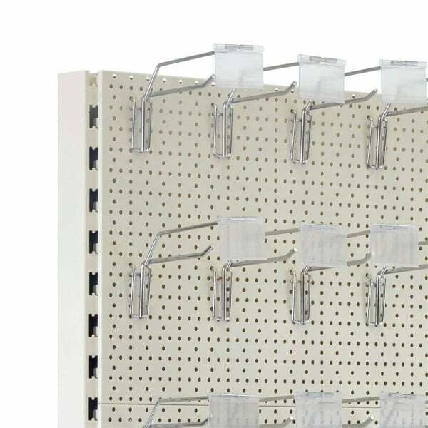 Jura White Modular Retail Shelving Unit  - Perforated Panels and Single Hooks - H2100 x W1000mm