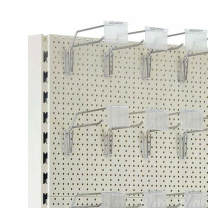 Jura White Modular Retail Shelving Unit  - Perforated Panels and Single Hooks - H2100 x W1000mm