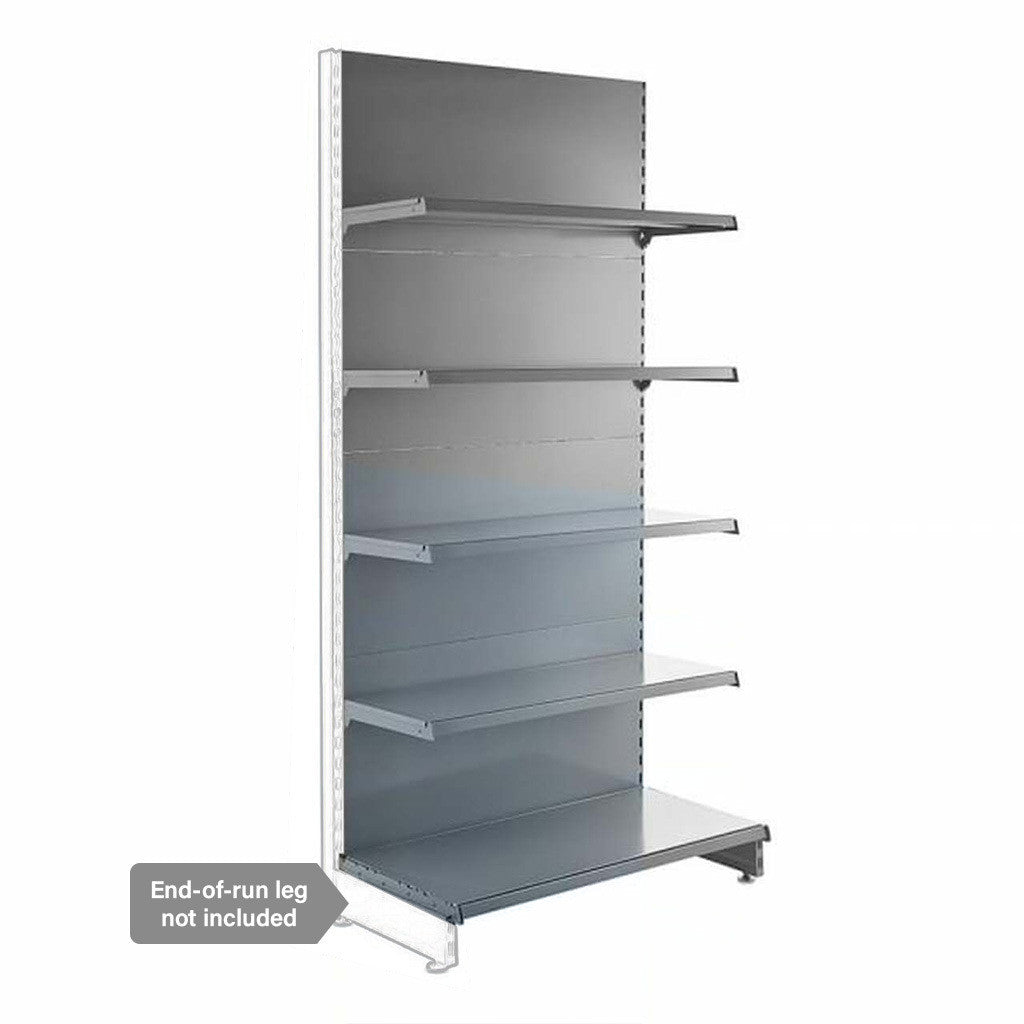 Silver Retail Shelving Modular Wall Unit - 4 x 370mm Shelves - H2100mm