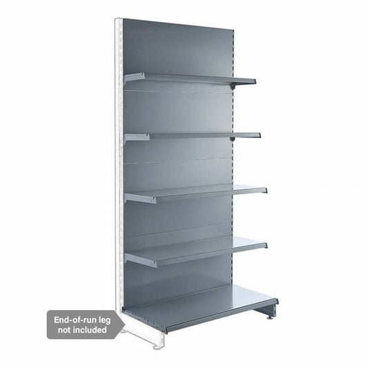 Silver Retail Shelving Modular Wall Unit - 4 x Staggered Shelves - H2100mm