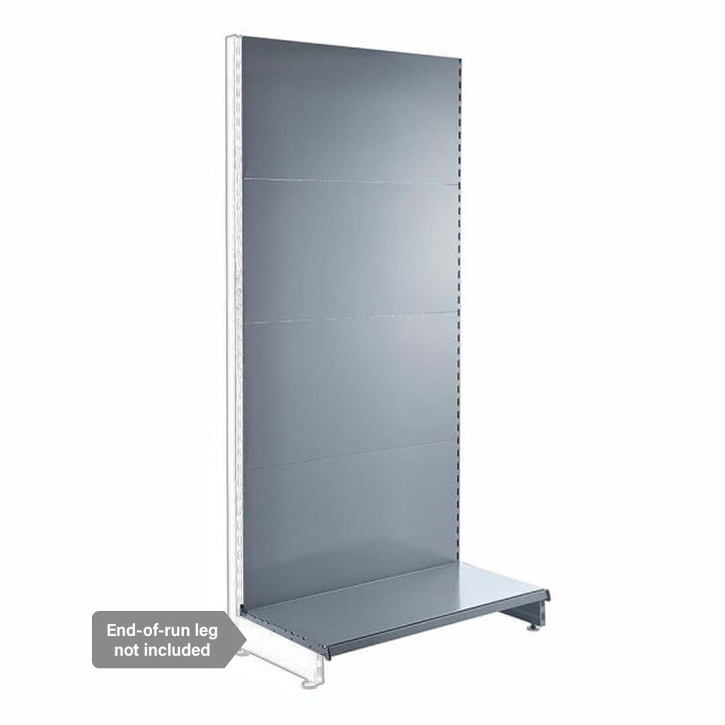 Silver Retail Shelving Modular Wall Unit - Plain Back Panels - Base Shelf Only - H2100mm