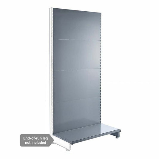 Silver Retail Shelving Modular Wall Unit - Plain Back Panels - Base Shelf Only - H2100mm