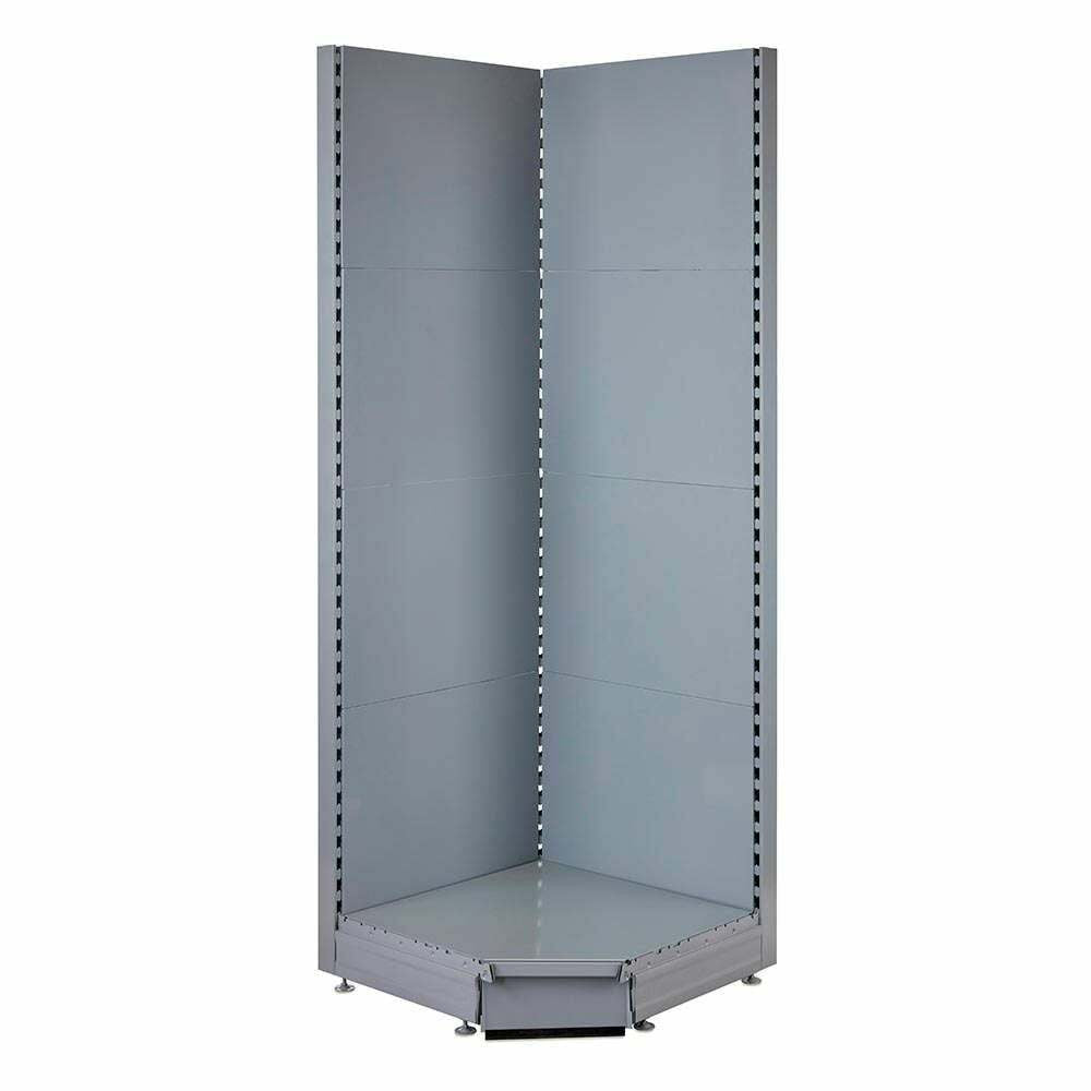 Silver Retail Shelving 90 Deg. Wall Corner Unit - Base Shelf Only - W750mm - H2100mm