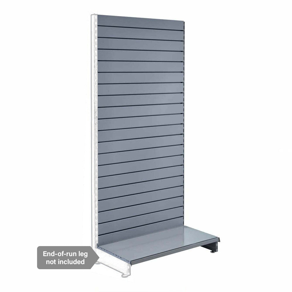 Silver Retail Shelving Modular Wall Unit - Slatwall Back Panels - W1000mm - H2100mm