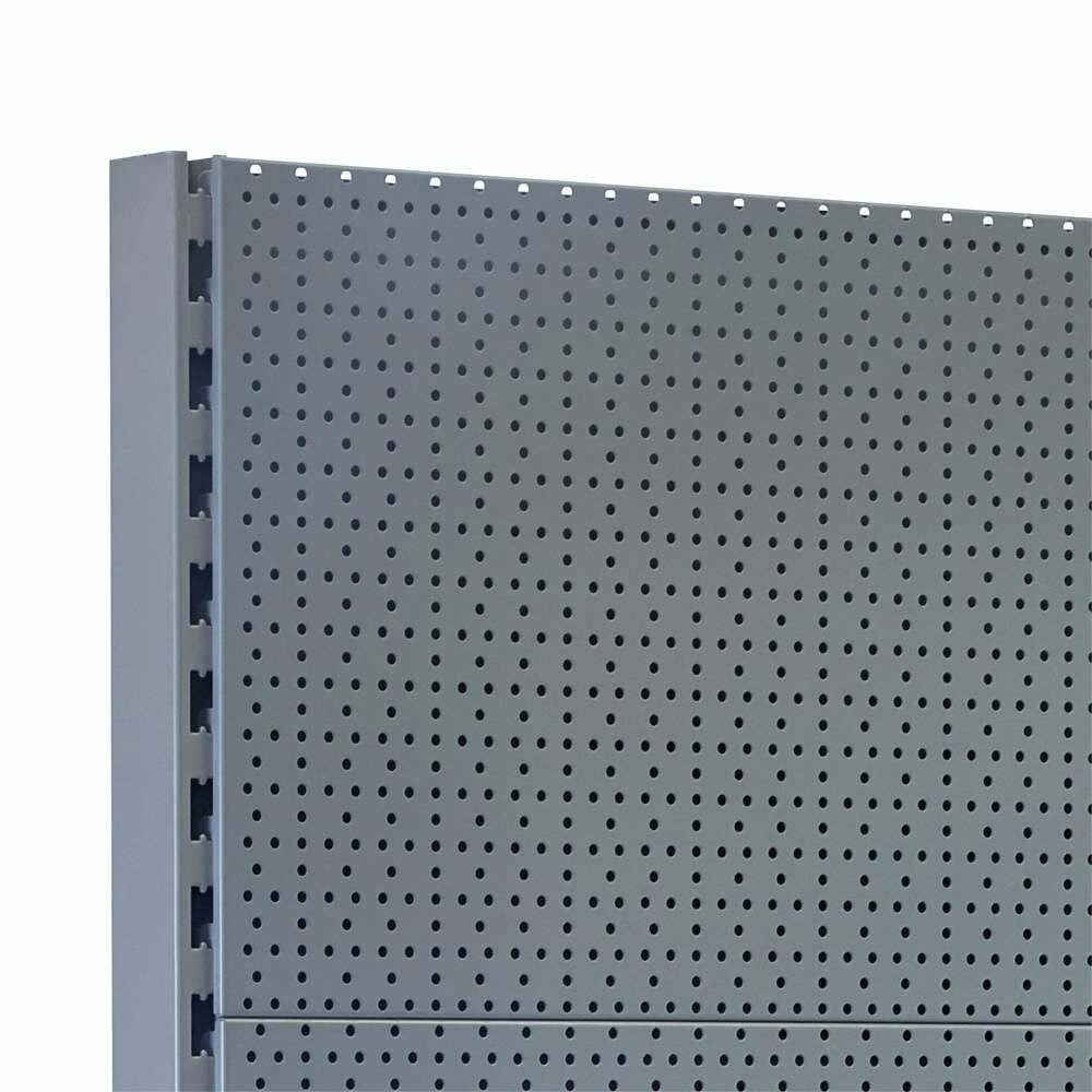 Silver Retail Shelving Modular Wall Unit - Perforated Back Panels - H2100mm