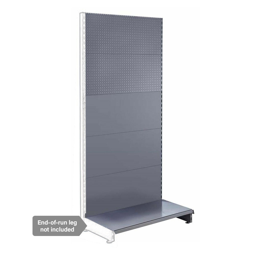 Silver Retail Shelving Modular Wall Unit - Plain & Perforated Back Panels - W1000mm - H2100mm