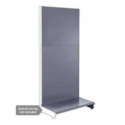 Silver Retail Shelving Modular Wall Unit - Plain & Perforated Back Panels - W1000mm - H2100mm