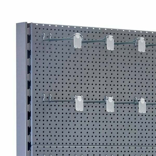 Silver Retail Shelving Modular Wall Unit - Perforated Back Panels and Euro Hooks - 1000mm - H2100mm