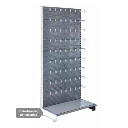 Silver Retail Shelving Modular Wall Unit - Perforated Back Panels and Euro Hooks - 1000mm - H2100mm