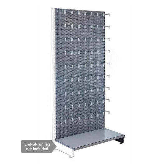 Silver Retail Shelving Modular Wall Unit - Perforated Back Panels and Euro Hooks - 1000mm - H2100mm