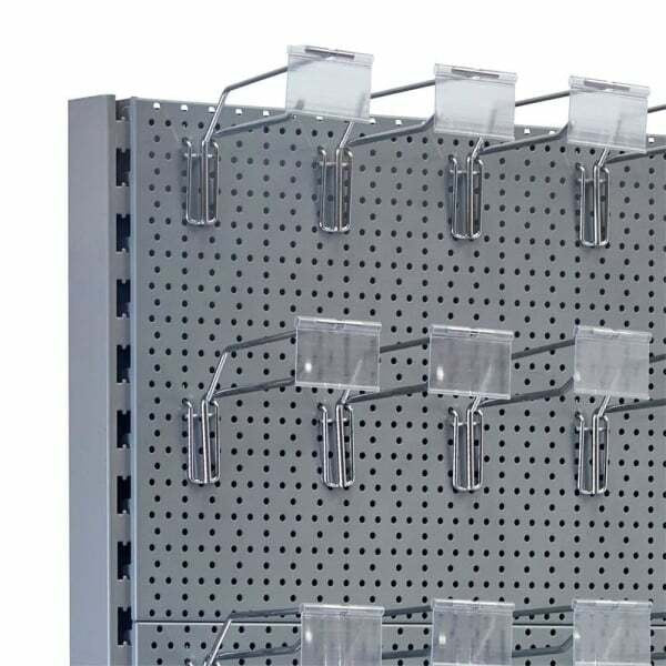 Silver Retail Shelving Wall Unit - Perforated Back Panels and Single Arms Hooks - 1000mm - H2100mm