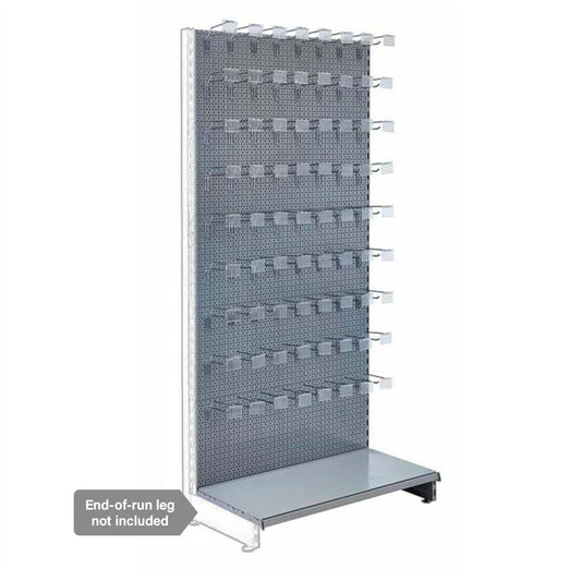 Silver Retail Shelving Wall Unit - Perforated Back Panels and Single Arms Hooks - 1000mm - H2100mm