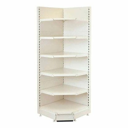 Jura White Retail Shelving 90 Deg. Wall Corner Unit - 5 x 370mm Shelves - H2100mm