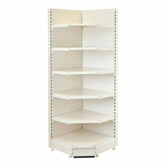 Jura White Retail Shelving 90 Deg. Wall Corner Unit - 5 x 370mm Shelves - H2100mm