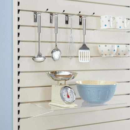 Jura White Retail Shelving Modular Wall Unit - Slatwall Back Panels - H2100mm