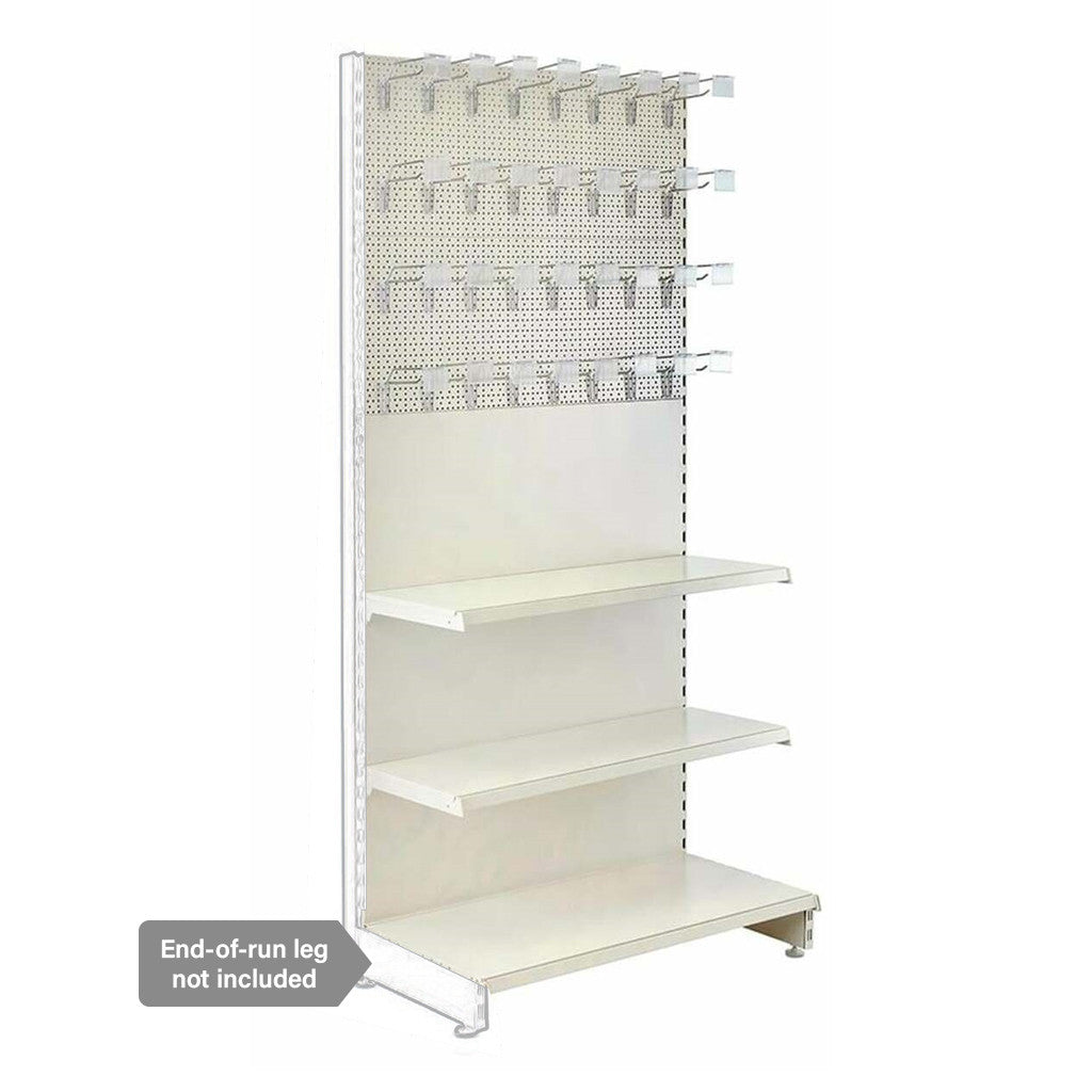 Jura White Retail Shelving Wall Unit - Perforated Back Panels - 2 Shelves and 32 Hooks - H2100mm