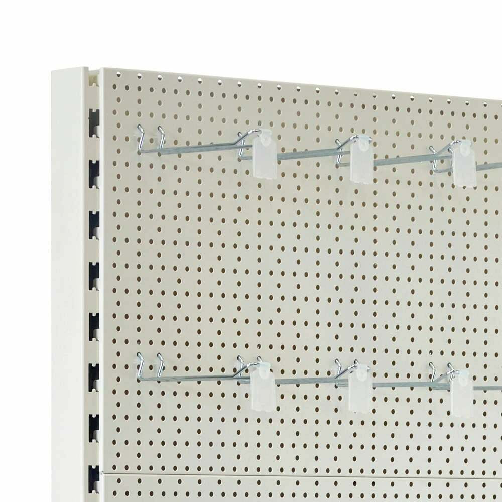 Jura White Retail Shelving Modular Unit - Perforated Back Panels - 2 Shelves and 32 Hooks - H2100mm