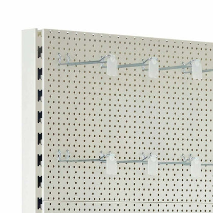 Jura White Retail Shelving Modular Unit - Perforated Back Panels - 2 Shelves and 32 Hooks - H2100mm