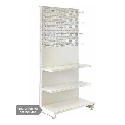 Jura White Retail Shelving Modular Unit - Perforated Back Panels - 2 Shelves and 32 Hooks - H2100mm