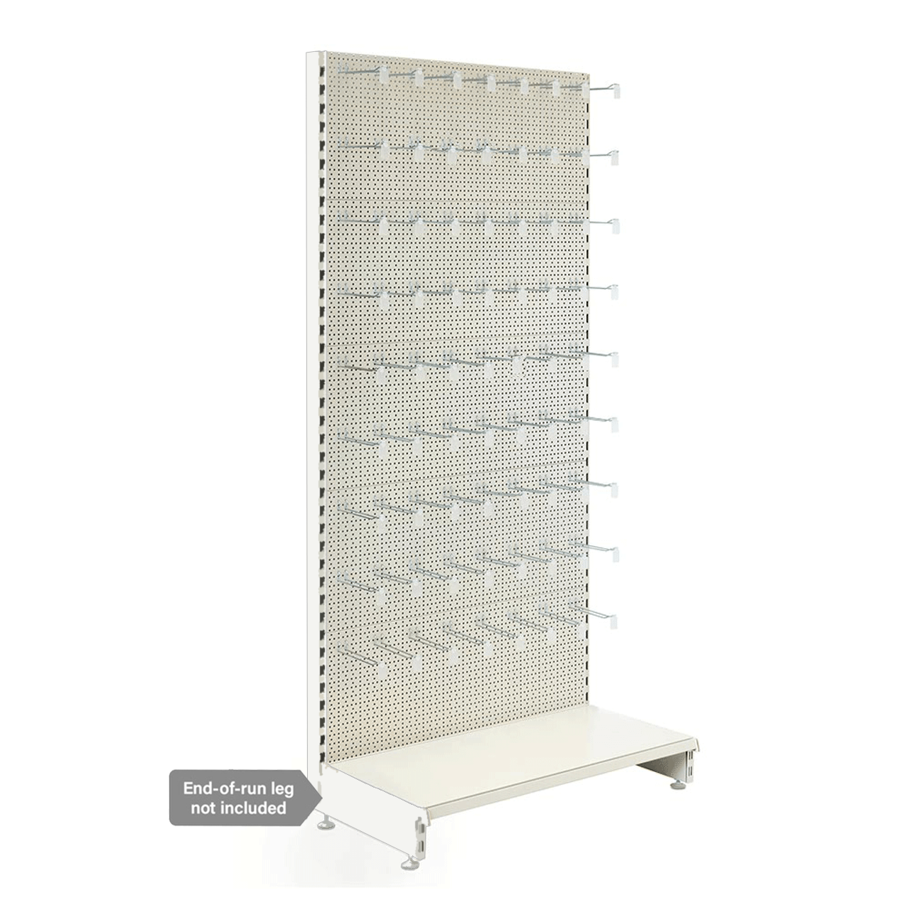 Jura White Retail Shelving Modular Wall Unit - Perforated Back Panels and Euro Hooks - H2100mm