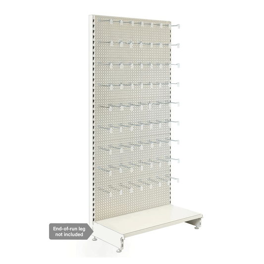 Jura White Retail Shelving Modular Wall Unit - Perforated Back Panels and Euro Hooks - H2100mm