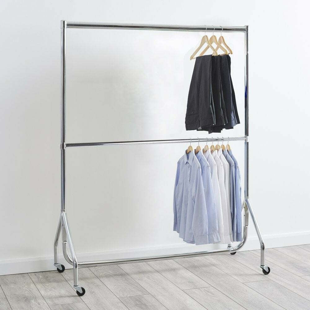 2-Tier Chrome Heavy-Duty Clothes Rail - 4ft