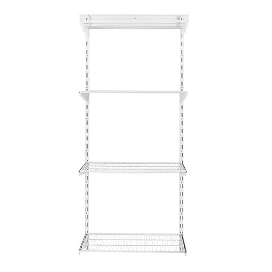 Flexx White Wire Shelf System - H1500mm - 4 Shelves