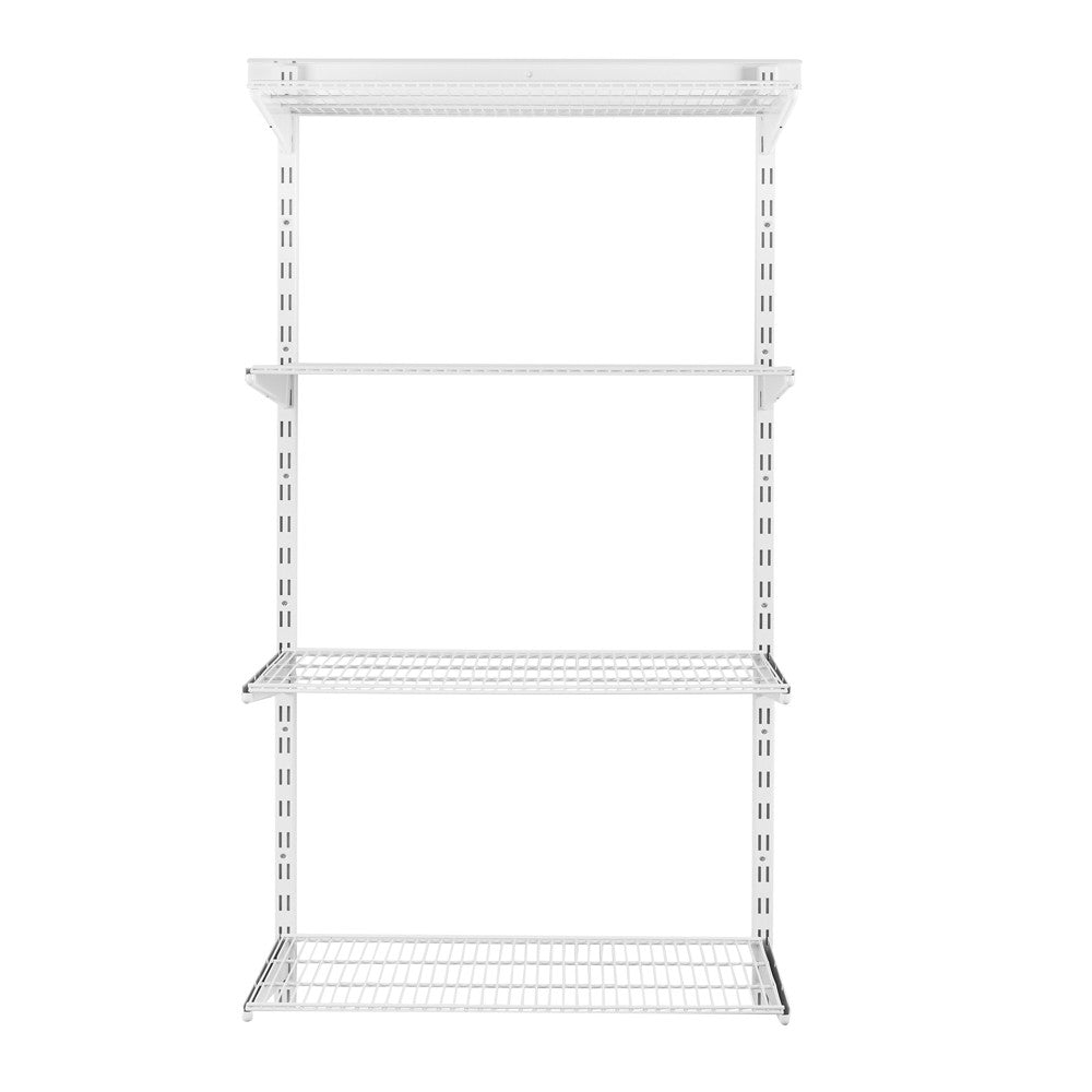 Flexx White Wire Shelf System - H1500mm - 4 Shelves