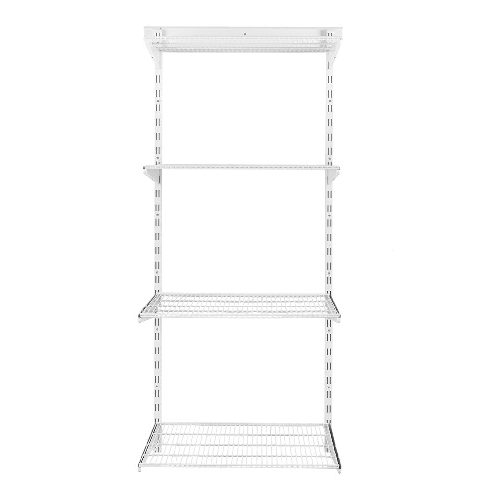 Flexx White Wire Shelf System - H1500mm - 4 Shelves