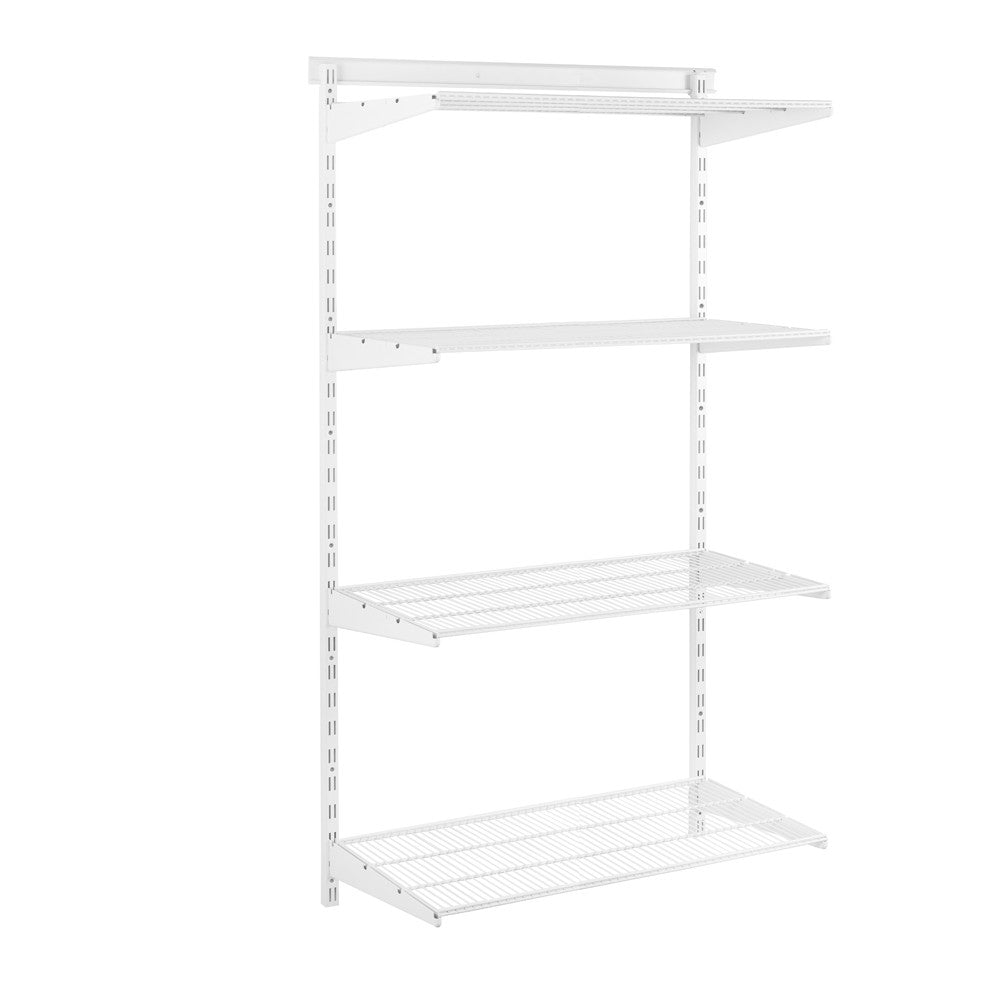 Flexx White Wire Shelf System - H1500mm - 4 Shelves