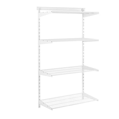 Flexx White Wire Shelf System - H1500mm - 4 Shelves