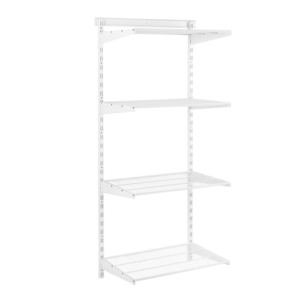 Flexx White Wire Shelf System - H1500mm - 4 Shelves