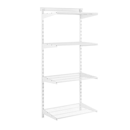 Flexx White Wire Shelf System - H1500mm - 4 Shelves