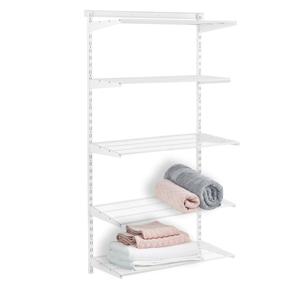 Flexx White Wire Shelf System - H2100mm - 5 Shelves